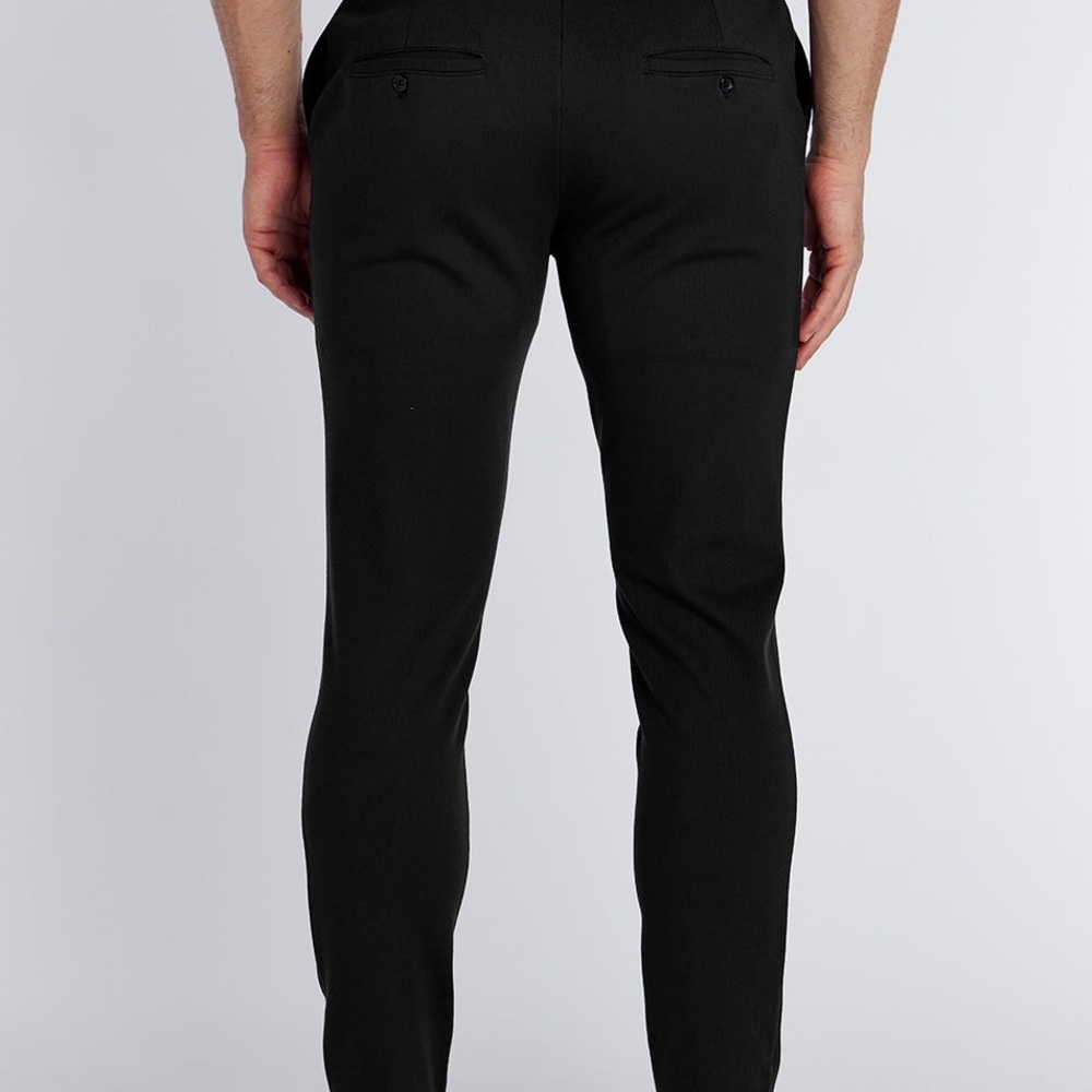 Mauvais Men’s Black Slim Fit Half belted Pants Size 34 Modern Streetwear Style - Picture 2 of 10